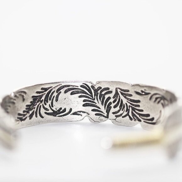 S925 Silver-Plated Feather Cuff Bracelet Adjustable Unisex Jewelry Gift - Picture 5 of 6
